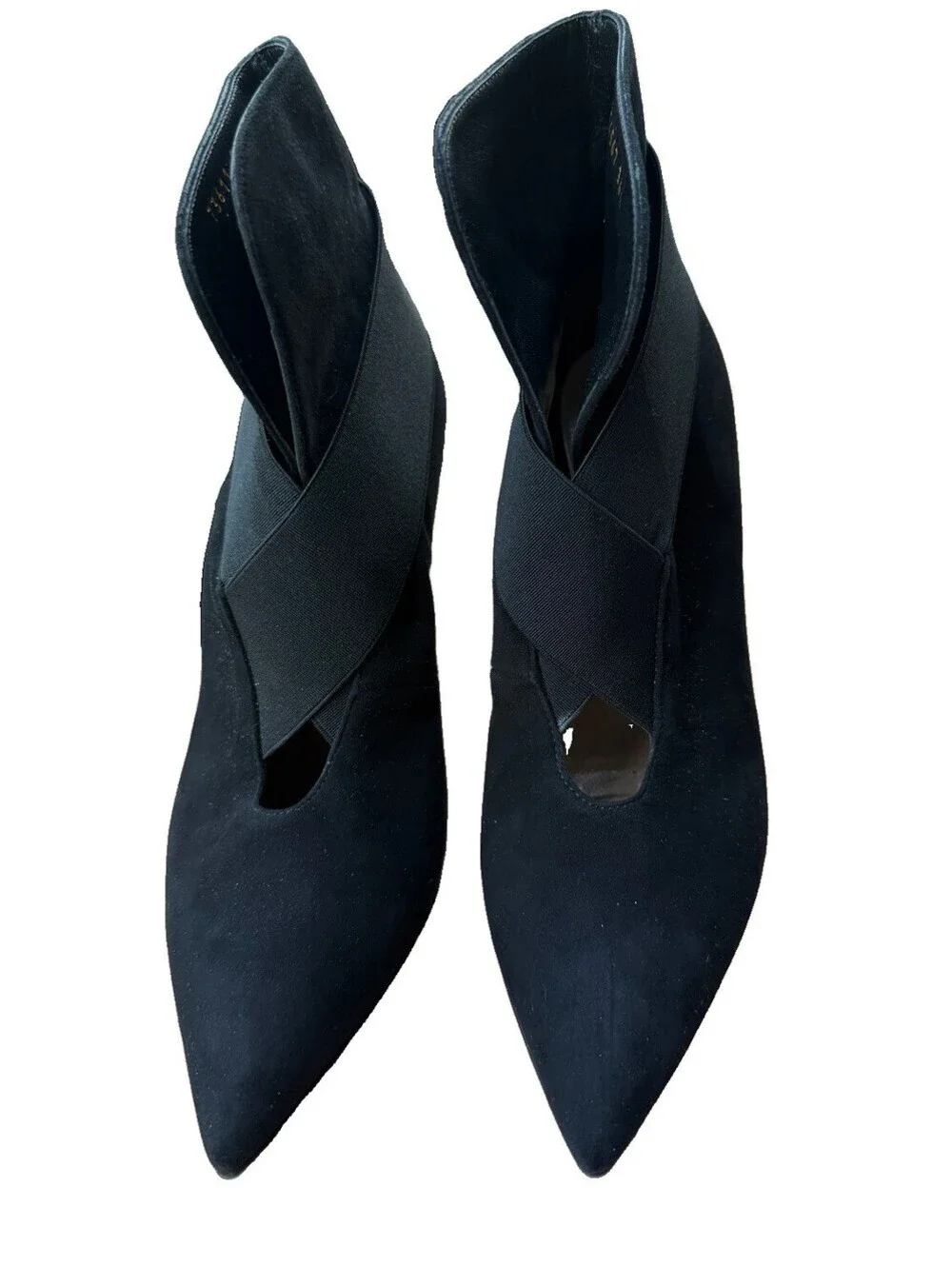 Gianvito Rossi Black Suede Stretch Strap Pointed Toe Pumps Heels EU 36.5 US 6.5